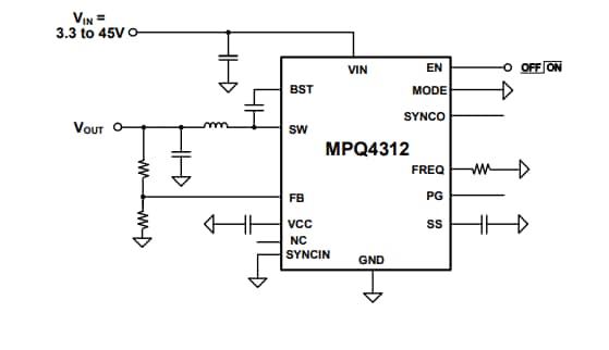 Application Circuit Diagram - Monolithic Power Systems (MPS) MPQ4312 Synchronous Step-Down Converters